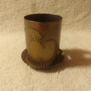 *Bronzed Metal Tin Punched Apple Candle Holder #7620 (NWT)